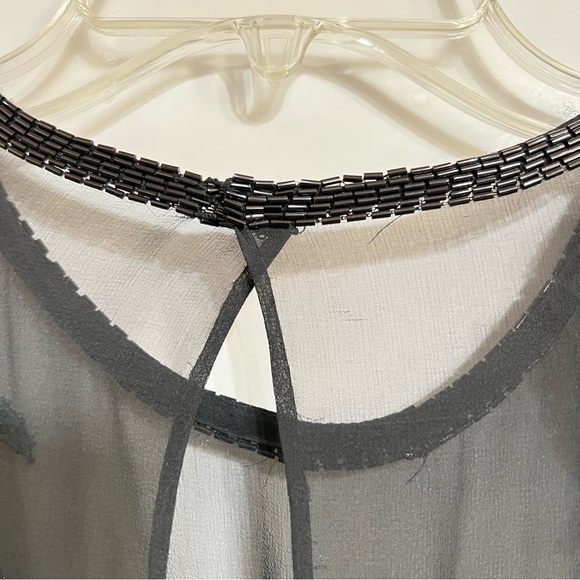 A.J. Bari Womens Vintage Beaded Silk Asymmetric Gown 4 Black Event Formal Gala - Picture 11 of 12